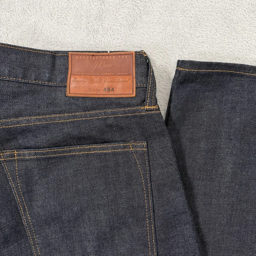 J.Crew 484 Jeans Mens 31x34 Dark Indigo Japanese Kaihara Denim Slim Fit Classic
